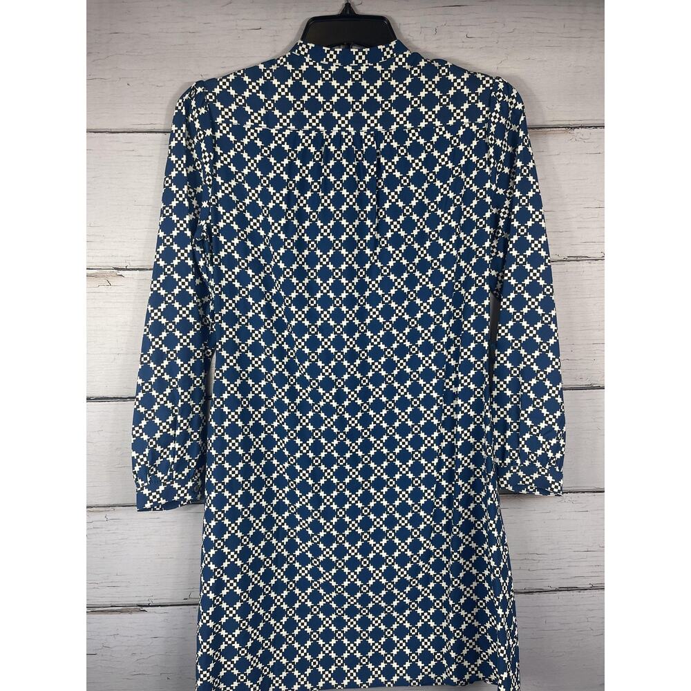 UNTUCKit Shirt Dress Womens 4 Blue Geometric Long Sleeve Knee Length Pockets - Picture 11 of 14